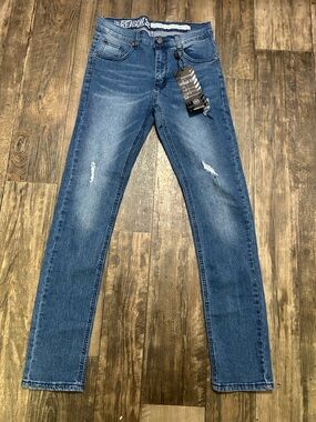 Reason Men's Skinny Jeans in Medium Blue Wash